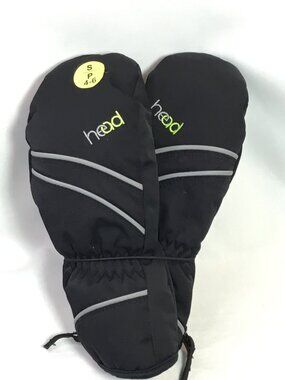 Head Dupont Sorona Winter Mittens Kids Size Small 4-6 Black with Side Zipper New